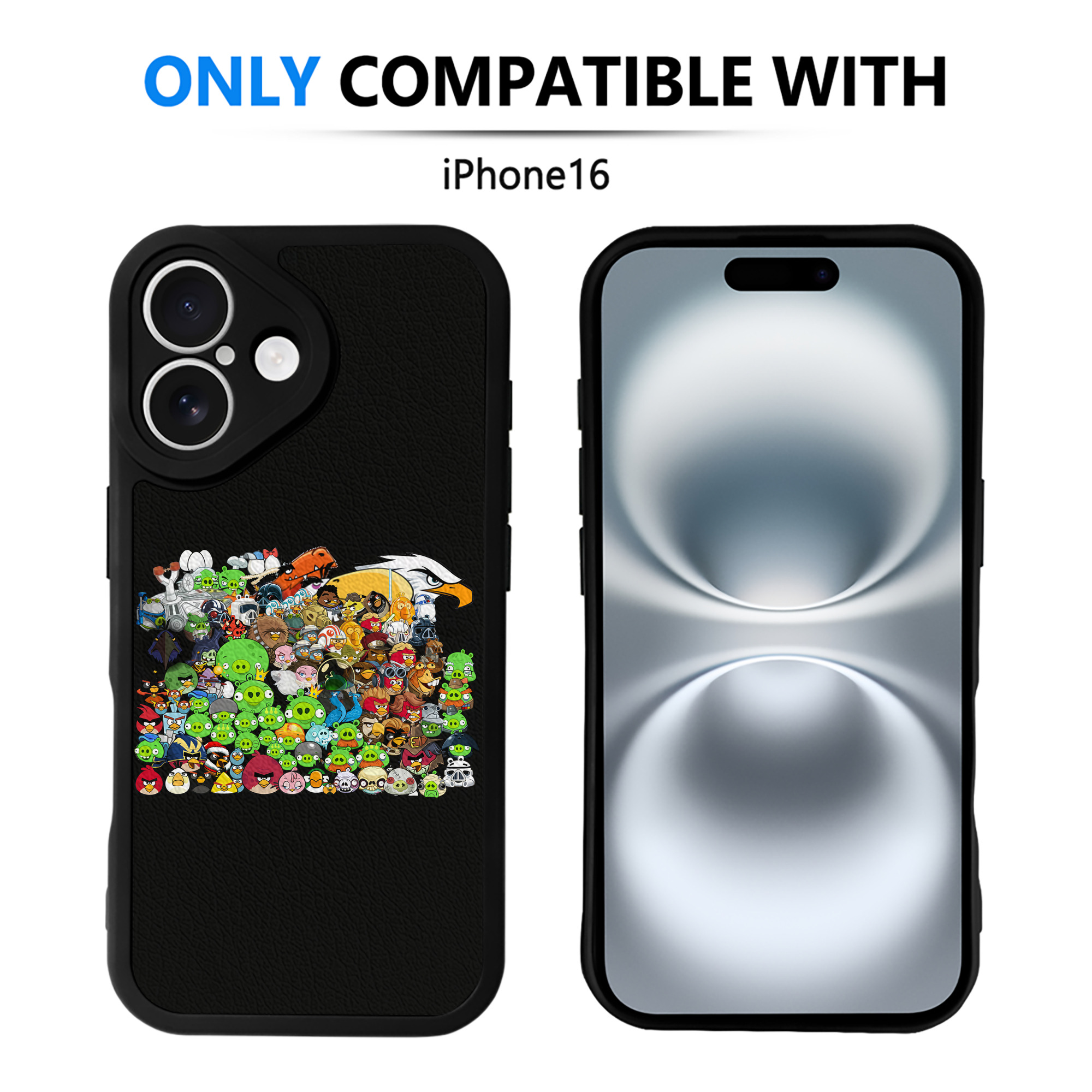 （画像用） Angry Birds アングリーバード 【iPhone 16シリーズ対応】シリコンスマホケース（レザー調） 材質：シリコン